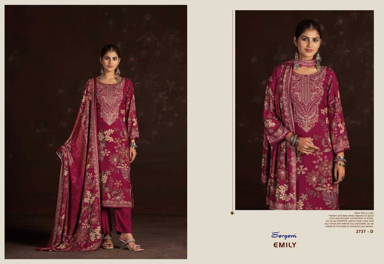 Emily By Sargam Prints 2737-A To 2737-D Series Beautiful Festive Suits Stylish Fancy Colorful Casual Wear & Ethnic Wear Pure Viscose Pashmina Dresses At Wholesale Price