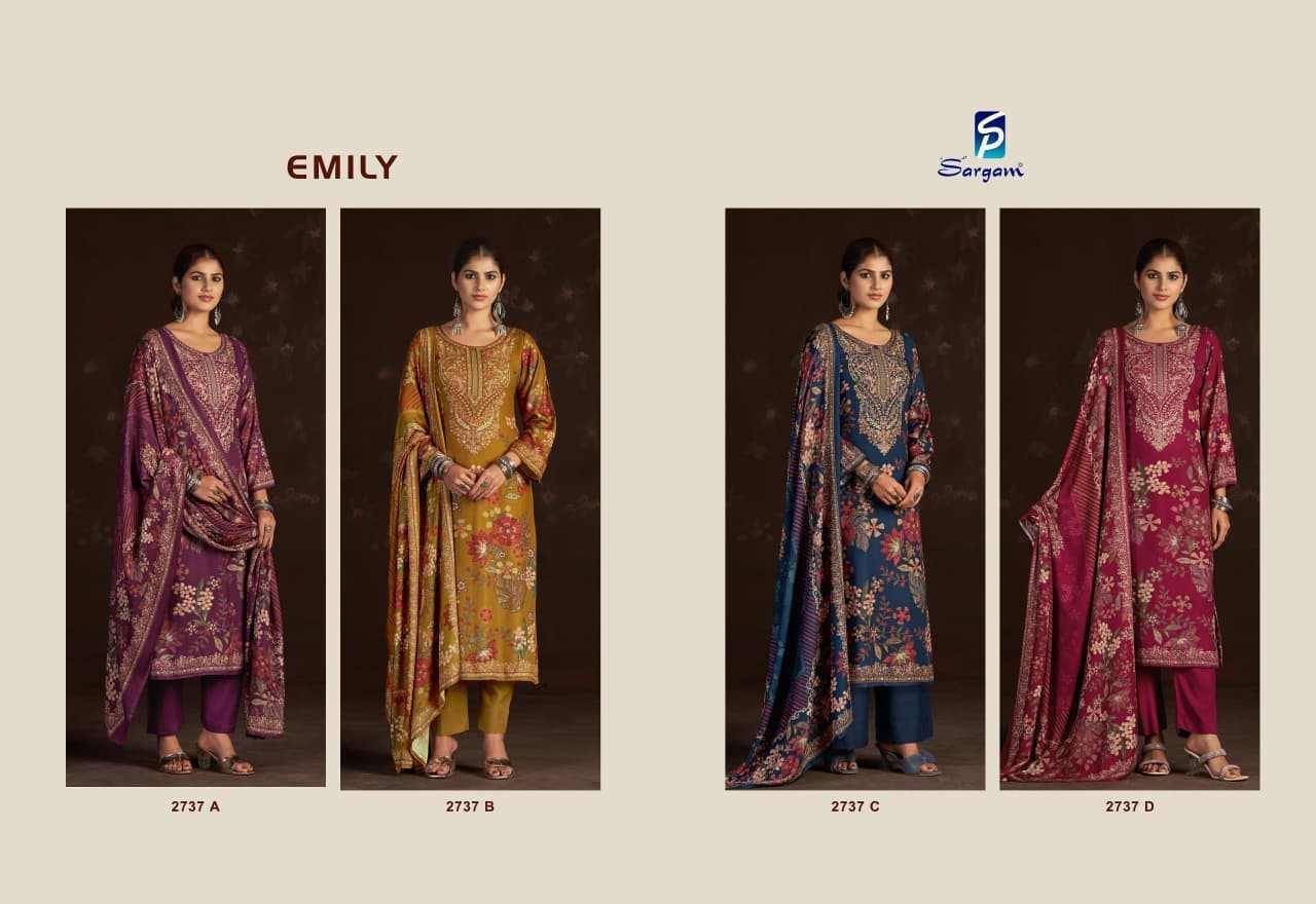 Emily By Sargam Prints 2737-A To 2737-D Series Beautiful Festive Suits Stylish Fancy Colorful Casual Wear & Ethnic Wear Pure Viscose Pashmina Dresses At Wholesale Price