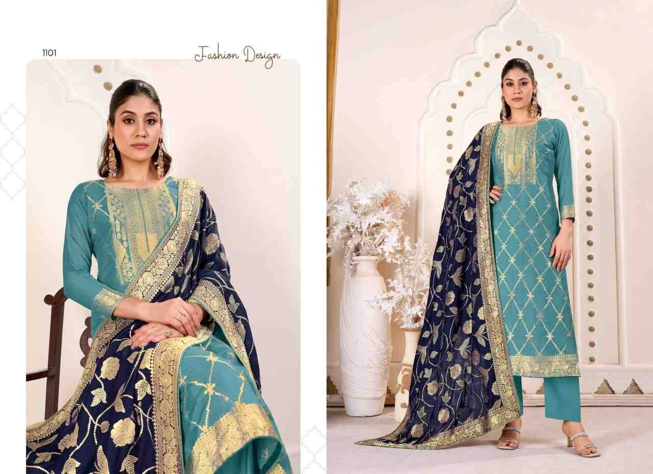 Benz-007 By Tanishk Fashion 1101 To 1104 Series Beautiful Stylish Festive Suits Fancy Colorful Casual Wear & Ethnic Wear & Ready To Wear Muslin Jacquard Dresses At Wholesale Price