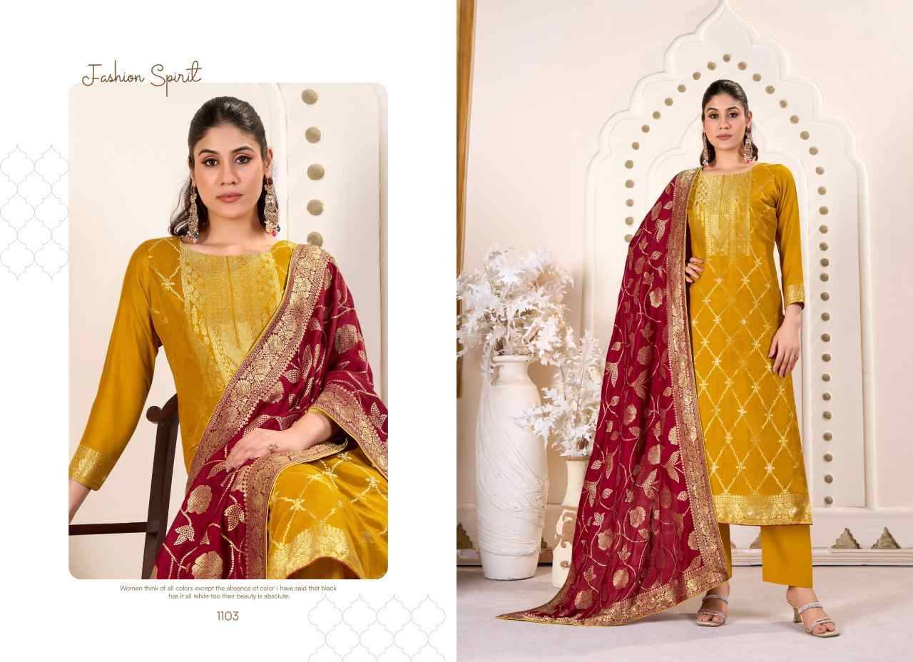 Benz-007 By Tanishk Fashion 1101 To 1104 Series Beautiful Stylish Festive Suits Fancy Colorful Casual Wear & Ethnic Wear & Ready To Wear Muslin Jacquard Dresses At Wholesale Price