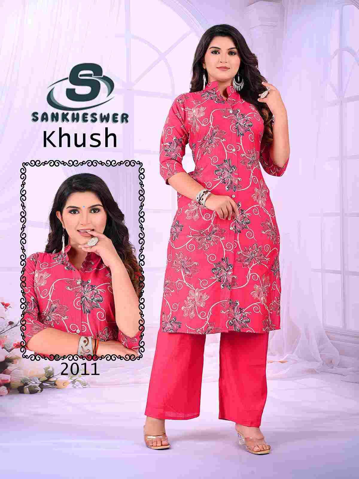 Khush Vol-2 By Sankheswer 2001 To 2012 Series Designer Collection Beautiful Stylish Fancy Colorful Party Wear & Occasional Wear Vertican Print Kurtis With Bottom At Wholesale Price