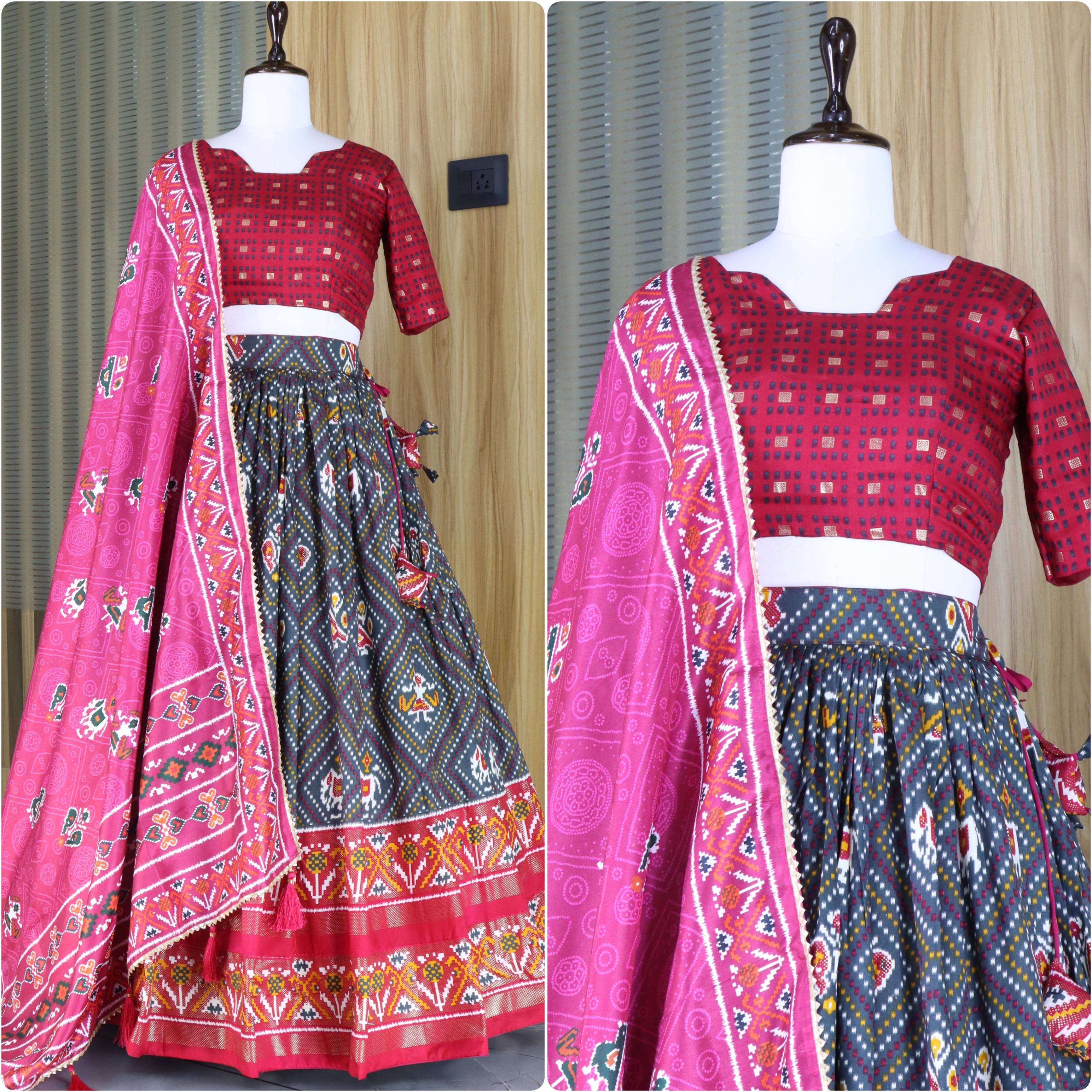 Gr-7132 By Fashid Wholesale 01 To 04 Series Navratri Wear Collection Beautiful Stylish Colorful Fancy Party Wear & Occasional Wear Pure Tussar Silk Lehengas At Wholesale Price