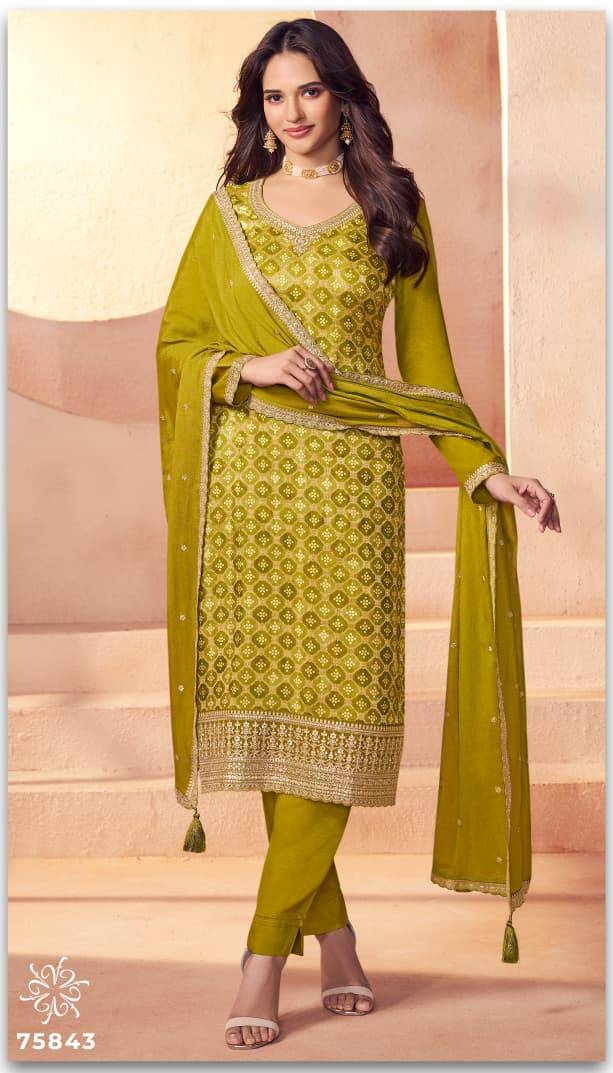 Aarvi By Kuleesh 75841 To 75844 Series Designer Festive Suits Collection Beautiful Stylish Fancy Colorful Party Wear & Occasional Wear Jacquard Silk Dresses At Wholesale Price
