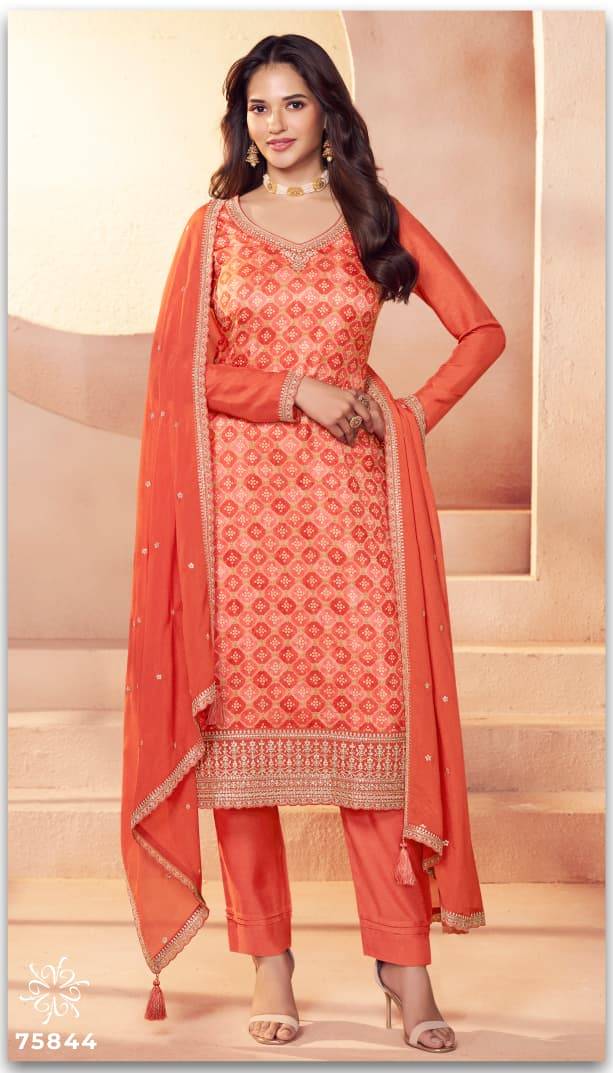 Aarvi By Kuleesh 75841 To 75844 Series Designer Festive Suits Collection Beautiful Stylish Fancy Colorful Party Wear & Occasional Wear Jacquard Silk Dresses At Wholesale Price