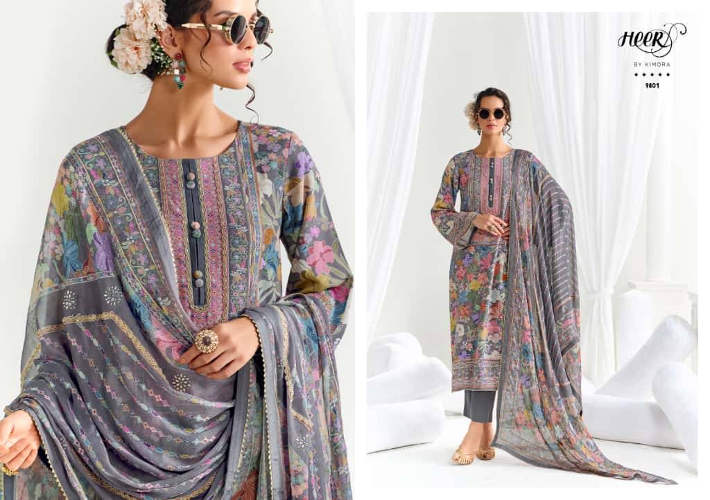 Chamak By Kimora Fashion 9801 To 9806 Series Designer Festive Suits Collection Beautiful Stylish Fancy Colorful Party Wear & Occasional Wear Pure Muslin Dresses At Wholesale Price