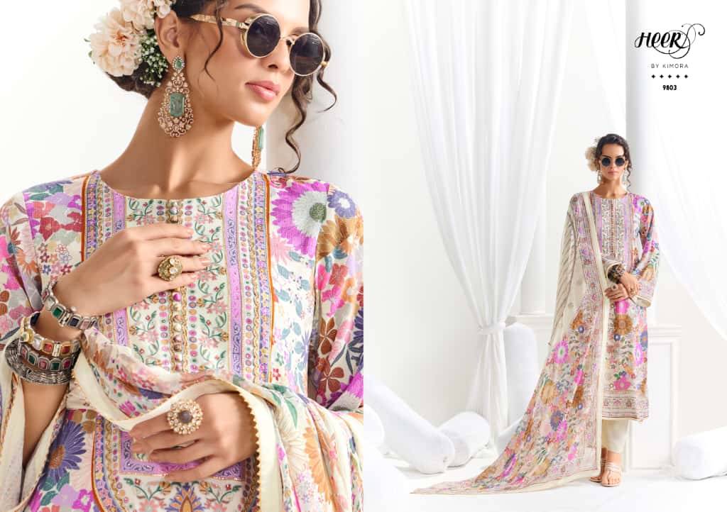 Chamak By Kimora Fashion 9801 To 9806 Series Designer Festive Suits Collection Beautiful Stylish Fancy Colorful Party Wear & Occasional Wear Pure Muslin Dresses At Wholesale Price