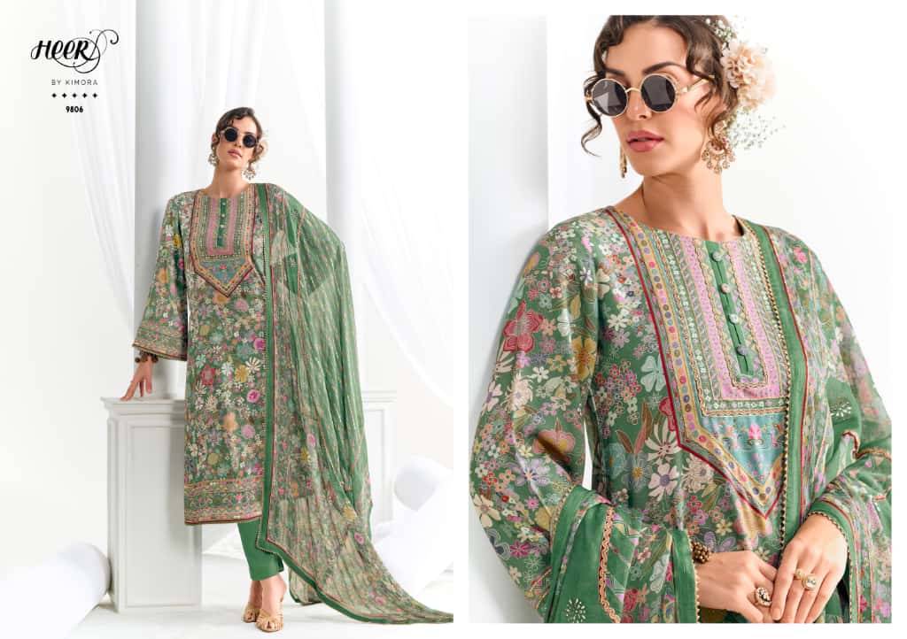 Chamak By Kimora Fashion 9801 To 9806 Series Designer Festive Suits Collection Beautiful Stylish Fancy Colorful Party Wear & Occasional Wear Pure Muslin Dresses At Wholesale Price