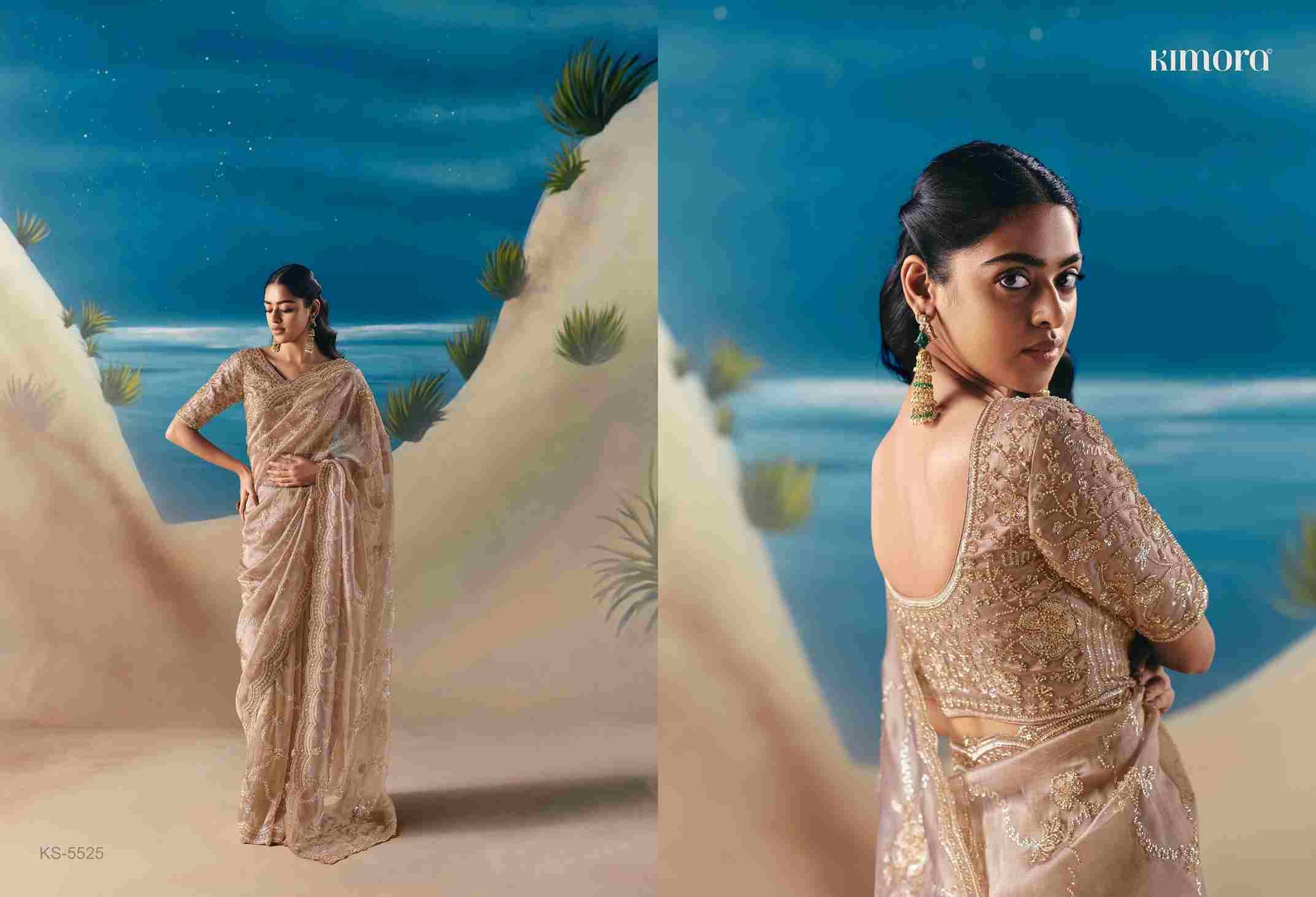 Chandanii By Kimora Fashion 5521 To 5531 Series Indian Traditional Wear Collection Beautiful Stylish Fancy Colorful Party Wear & Occasional Wear Organza Satin Sarees At Wholesale Price