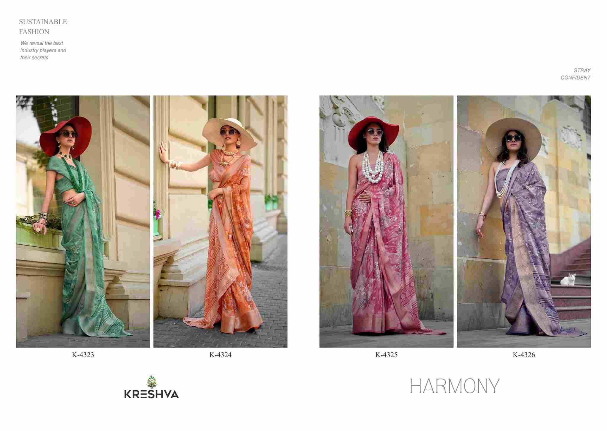 Harmony By Kreshva 4323 To 4326 Series Indian Traditional Wear Collection Beautiful Stylish Fancy Colorful Party Wear & Occasional Wear Georgette Sarees At Wholesale Price