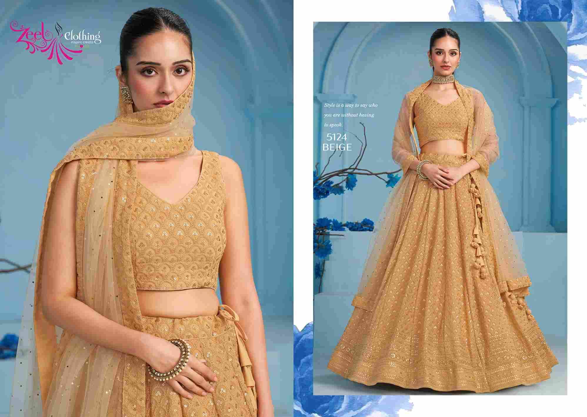 Florance Vol-3 By Zeel Clothing 5124-K To 5124-O Series Designer Beautiful Collection Occasional Wear & Party Wear Georgette Lehengas At Wholesale Price