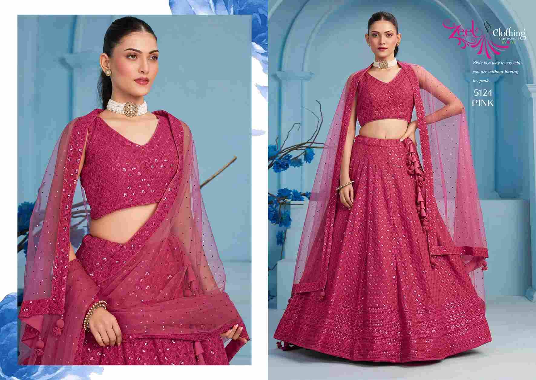 Florance Vol-3 By Zeel Clothing 5124-K To 5124-O Series Designer Beautiful Collection Occasional Wear & Party Wear Georgette Lehengas At Wholesale Price