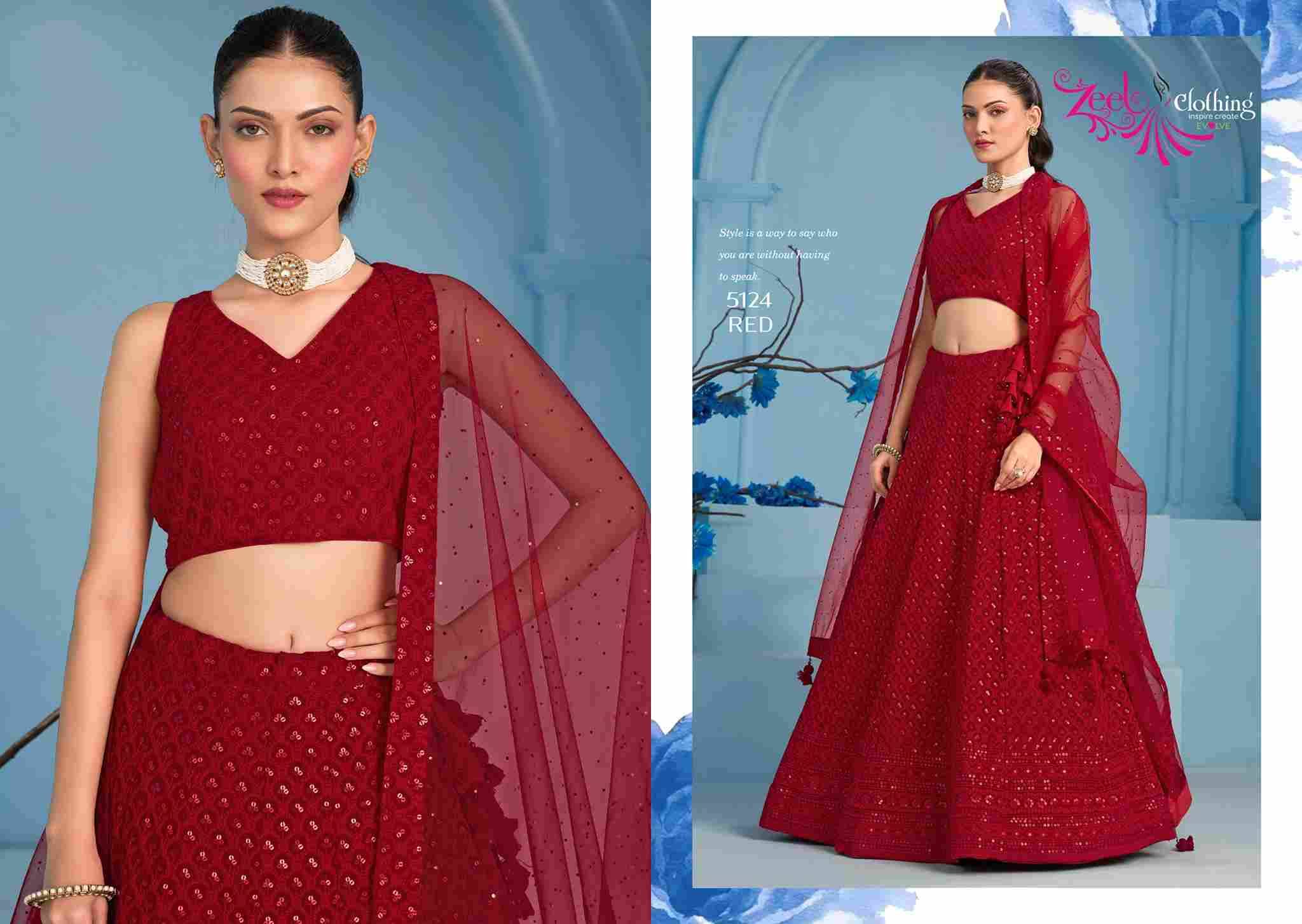 Florance Vol-3 By Zeel Clothing 5124-K To 5124-O Series Designer Beautiful Collection Occasional Wear & Party Wear Georgette Lehengas At Wholesale Price