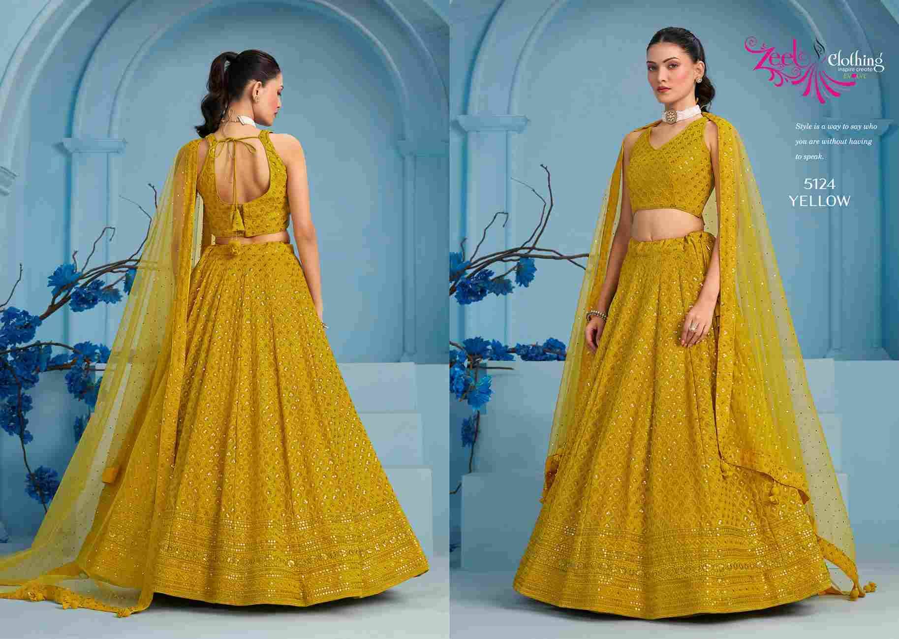 Florance Vol-3 By Zeel Clothing 5124-K To 5124-O Series Designer Beautiful Collection Occasional Wear & Party Wear Georgette Lehengas At Wholesale Price