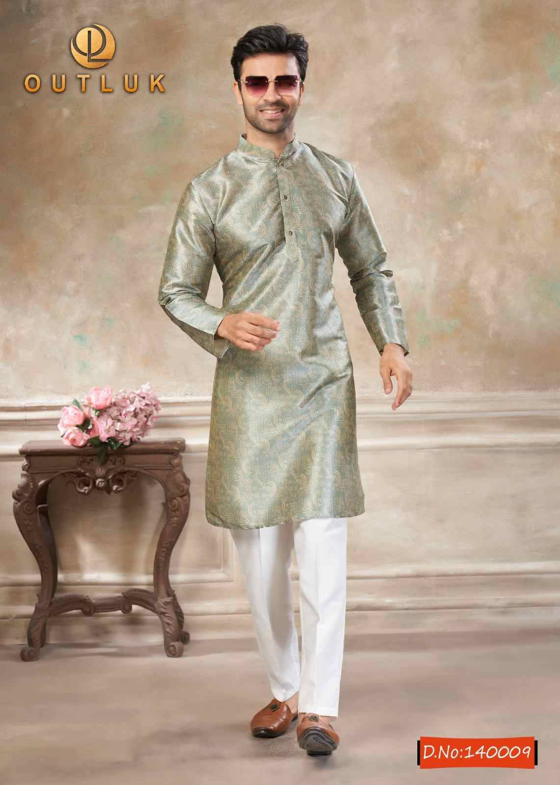 Outluk Vol-140 By Outluk 140001 To 140009 Series Beautiful Colorful Stylish Fancy Casual Wear & Ethnic Wear & Ready To Wear Pure Silk Kurtas With Pajamas At Wholesale Price