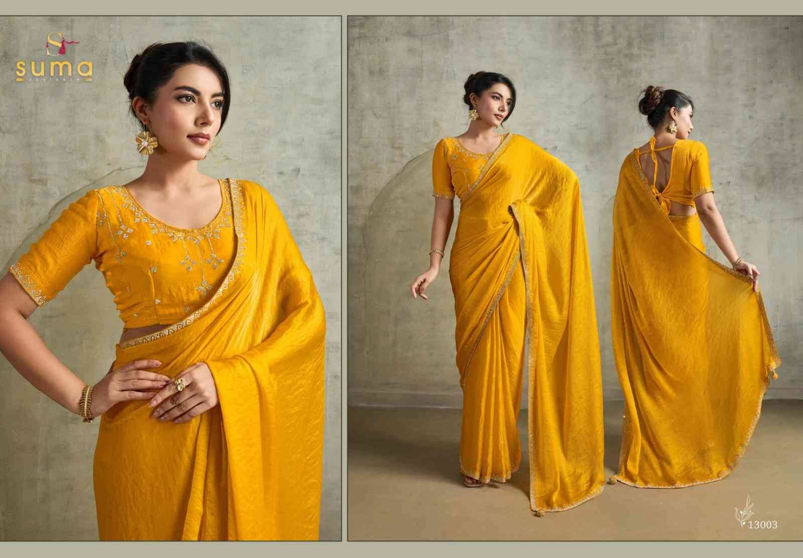 Amelia By Suma 13001 To 13008 Series Indian Traditional Wear Collection Beautiful Stylish Fancy Colorful Party Wear & Occasional Wear Chiffon Sarees At Wholesale Price