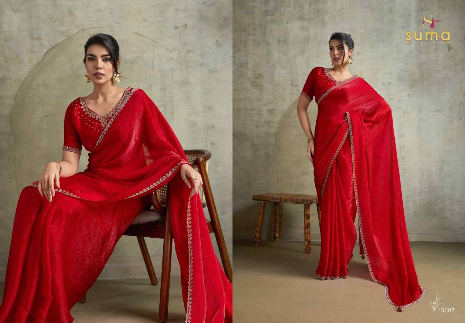 Amelia By Suma 13001 To 13008 Series Indian Traditional Wear Collection Beautiful Stylish Fancy Colorful Party Wear & Occasional Wear Chiffon Sarees At Wholesale Price