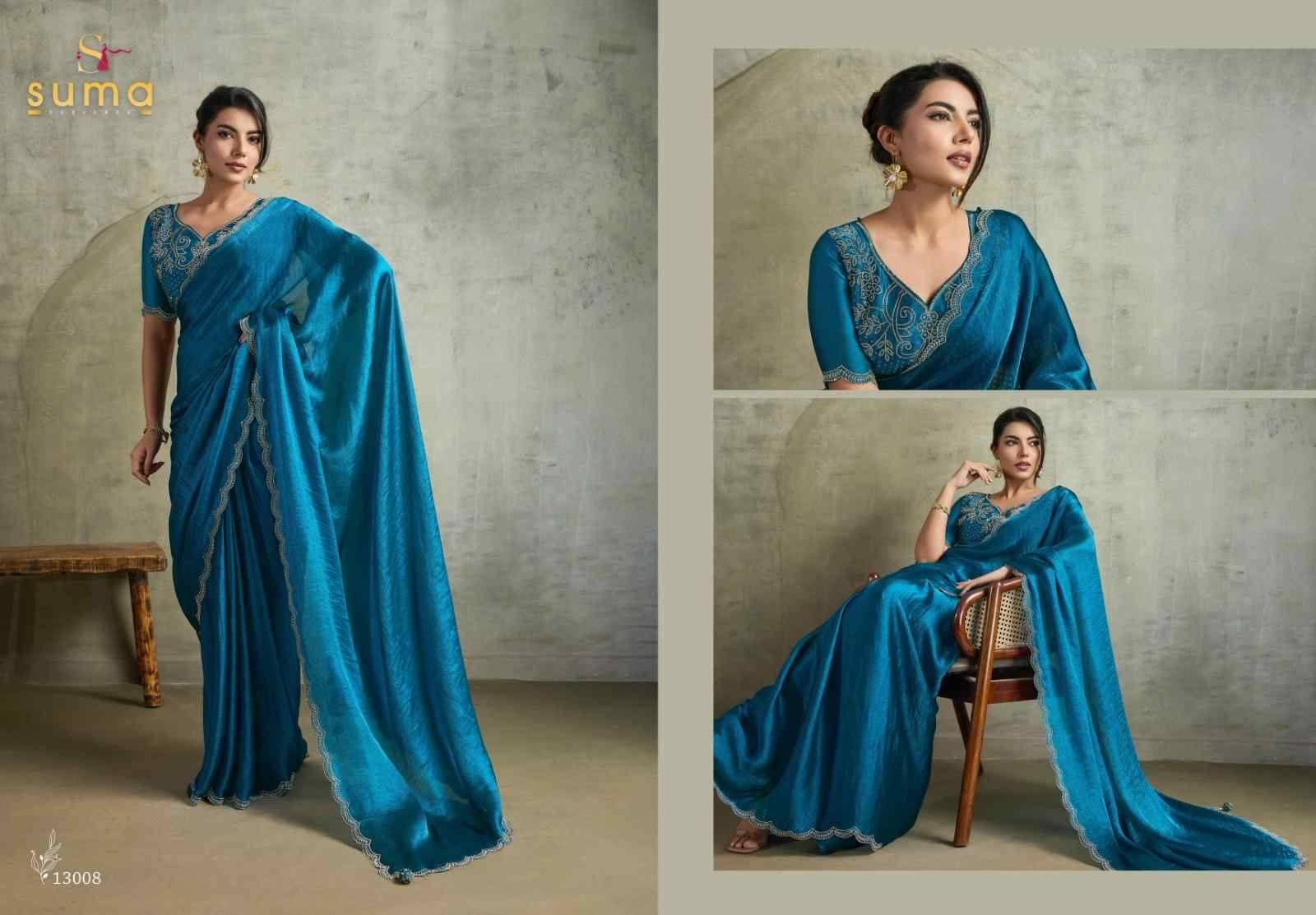 Amelia By Suma 13001 To 13008 Series Indian Traditional Wear Collection Beautiful Stylish Fancy Colorful Party Wear & Occasional Wear Chiffon Sarees At Wholesale Price