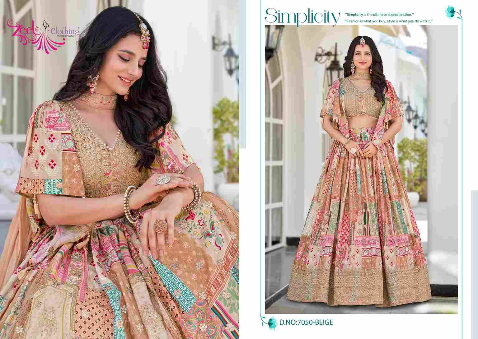 Queen By Zeel Clothing 7050-A To 7050-H Series Designer Beautiful Collection Occasional Wear & Party Wear Chinnon Silk Lehengas At Wholesale Price