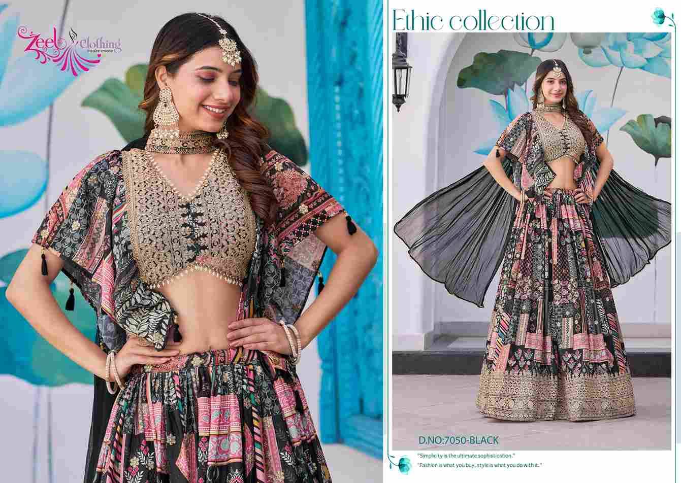 Queen By Zeel Clothing 7050-A To 7050-H Series Designer Beautiful Collection Occasional Wear & Party Wear Chinnon Silk Lehengas At Wholesale Price