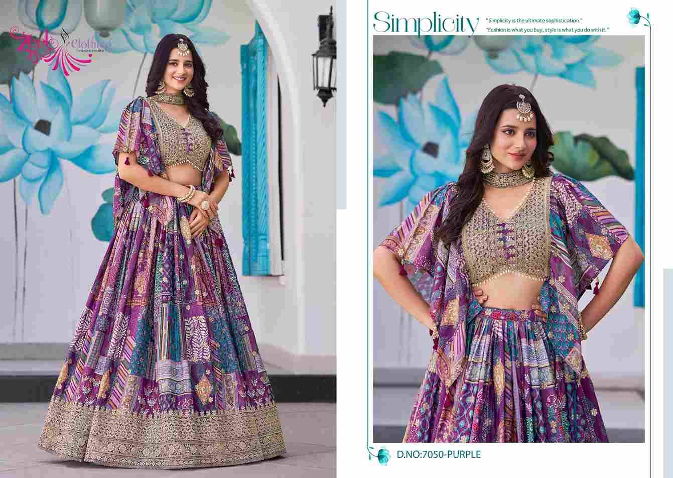 Queen By Zeel Clothing 7050-A To 7050-H Series Designer Beautiful Collection Occasional Wear & Party Wear Chinnon Silk Lehengas At Wholesale Price