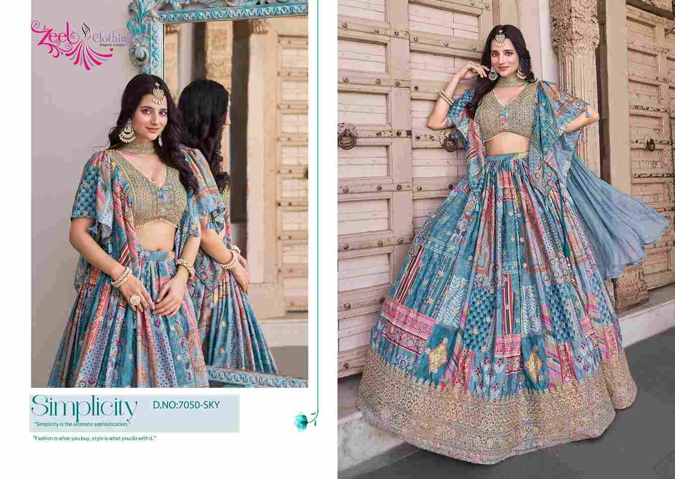 Queen By Zeel Clothing 7050-A To 7050-H Series Designer Beautiful Collection Occasional Wear & Party Wear Chinnon Silk Lehengas At Wholesale Price