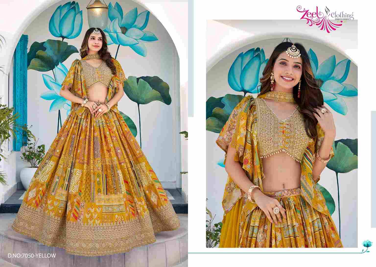 Queen By Zeel Clothing 7050-A To 7050-H Series Designer Beautiful Collection Occasional Wear & Party Wear Chinnon Silk Lehengas At Wholesale Price