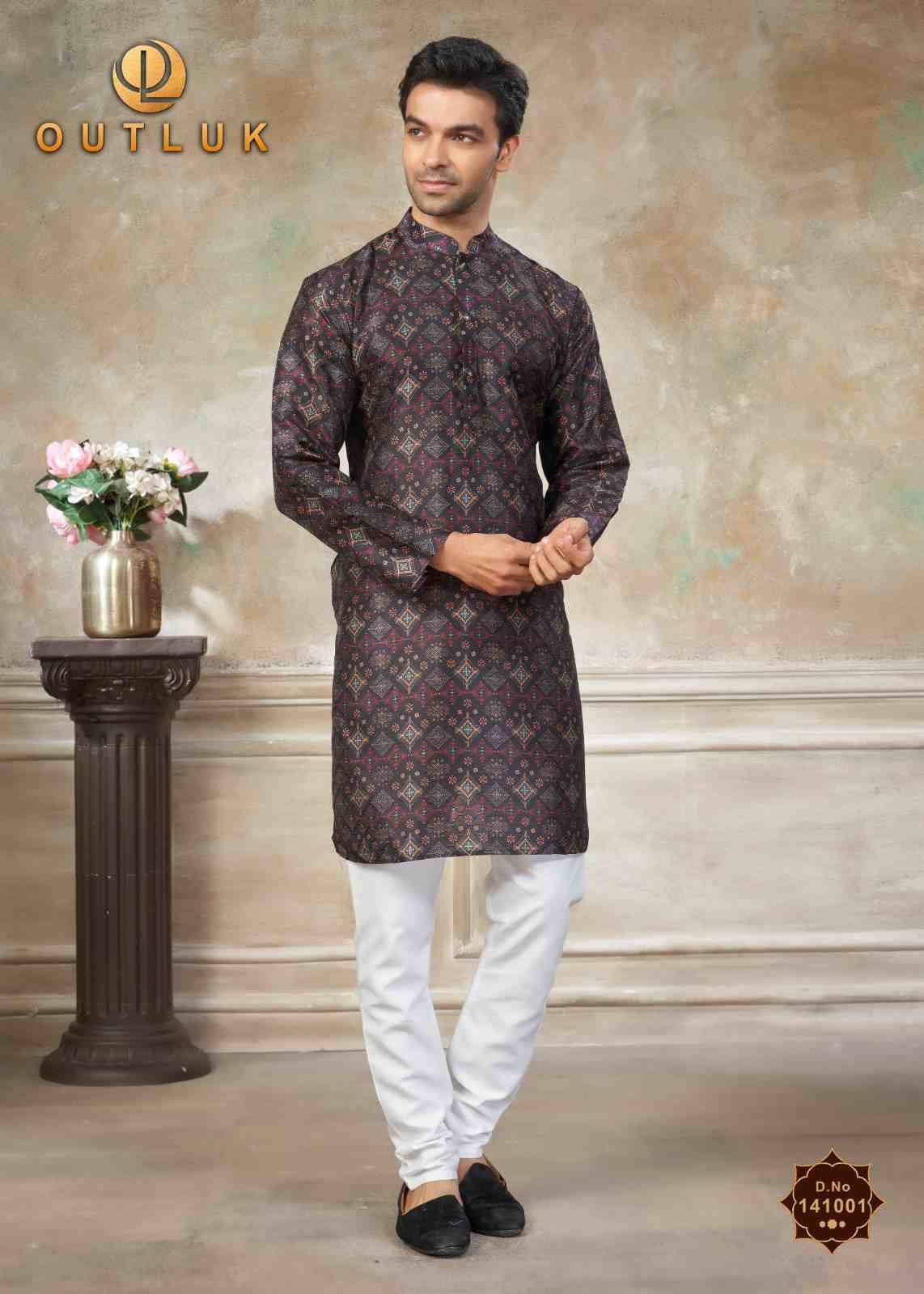 Outluk Vol-141 By Outluk 141001 To 141008 Series Beautiful Colorful Stylish Fancy Casual Wear & Ethnic Wear & Ready To Wear Pure Silk Kurtas With Pajamas At Wholesale Price