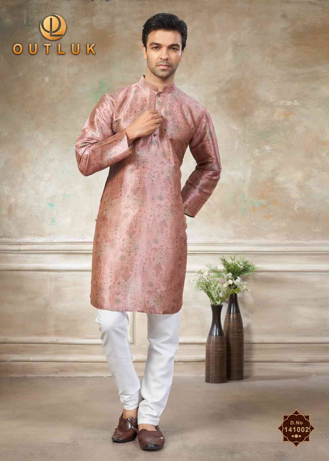 Outluk Vol-141 By Outluk 141001 To 141008 Series Beautiful Colorful Stylish Fancy Casual Wear & Ethnic Wear & Ready To Wear Pure Silk Kurtas With Pajamas At Wholesale Price