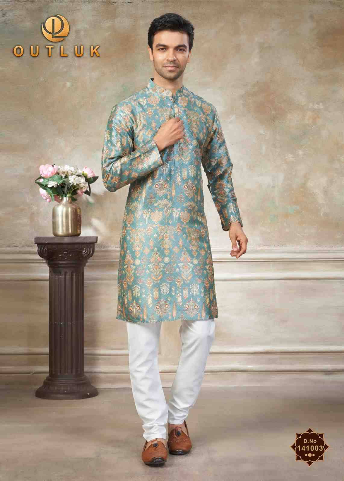 Outluk Vol-141 By Outluk 141001 To 141008 Series Beautiful Colorful Stylish Fancy Casual Wear & Ethnic Wear & Ready To Wear Pure Silk Kurtas With Pajamas At Wholesale Price