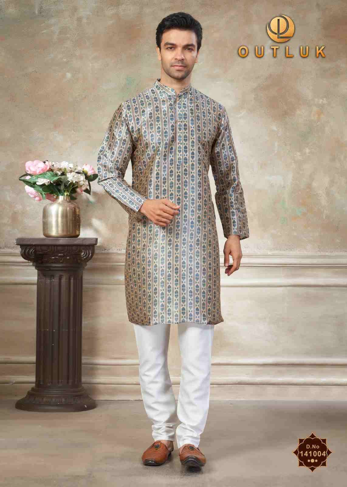 Outluk Vol-141 By Outluk 141001 To 141008 Series Beautiful Colorful Stylish Fancy Casual Wear & Ethnic Wear & Ready To Wear Pure Silk Kurtas With Pajamas At Wholesale Price
