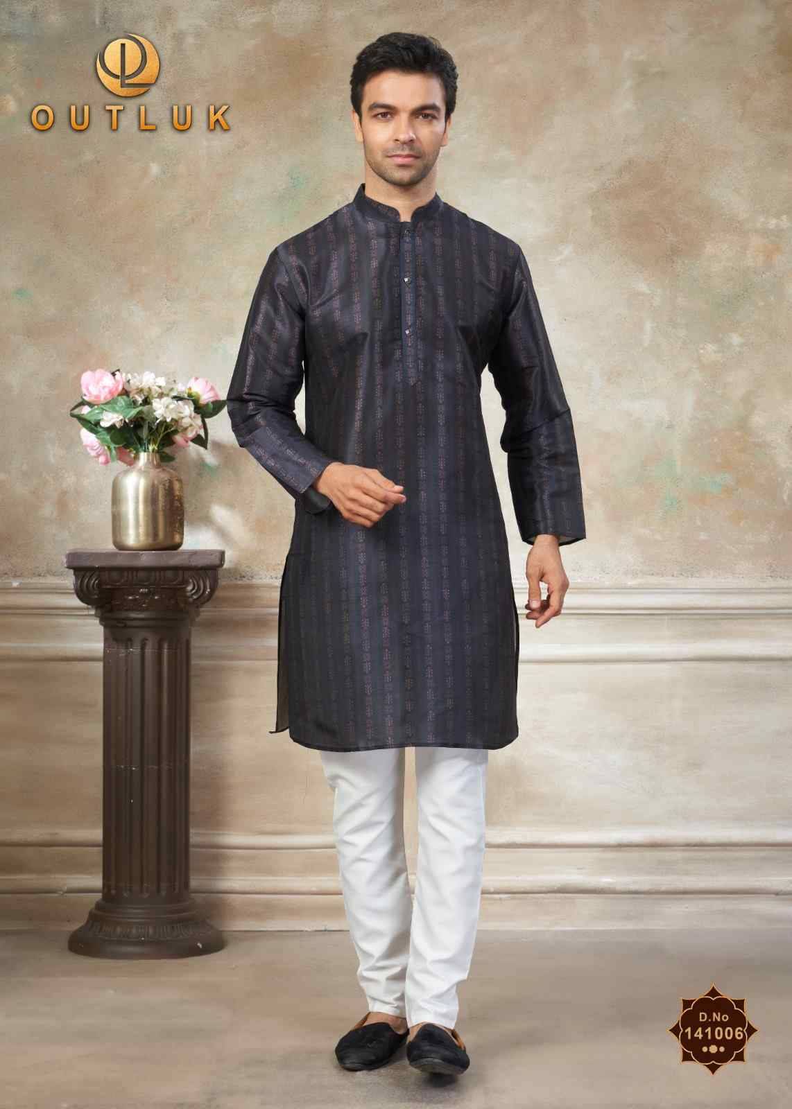 Outluk Vol-141 By Outluk 141001 To 141008 Series Beautiful Colorful Stylish Fancy Casual Wear & Ethnic Wear & Ready To Wear Pure Silk Kurtas With Pajamas At Wholesale Price