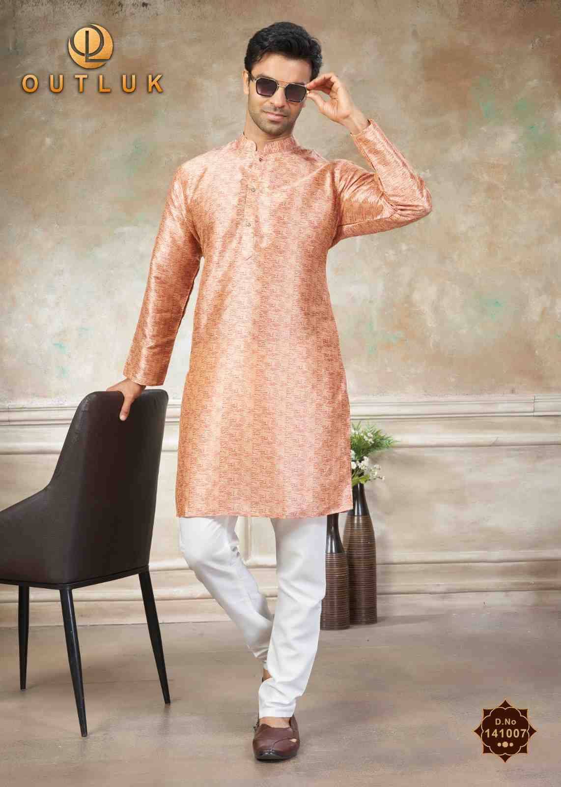Outluk Vol-141 By Outluk 141001 To 141008 Series Beautiful Colorful Stylish Fancy Casual Wear & Ethnic Wear & Ready To Wear Pure Silk Kurtas With Pajamas At Wholesale Price