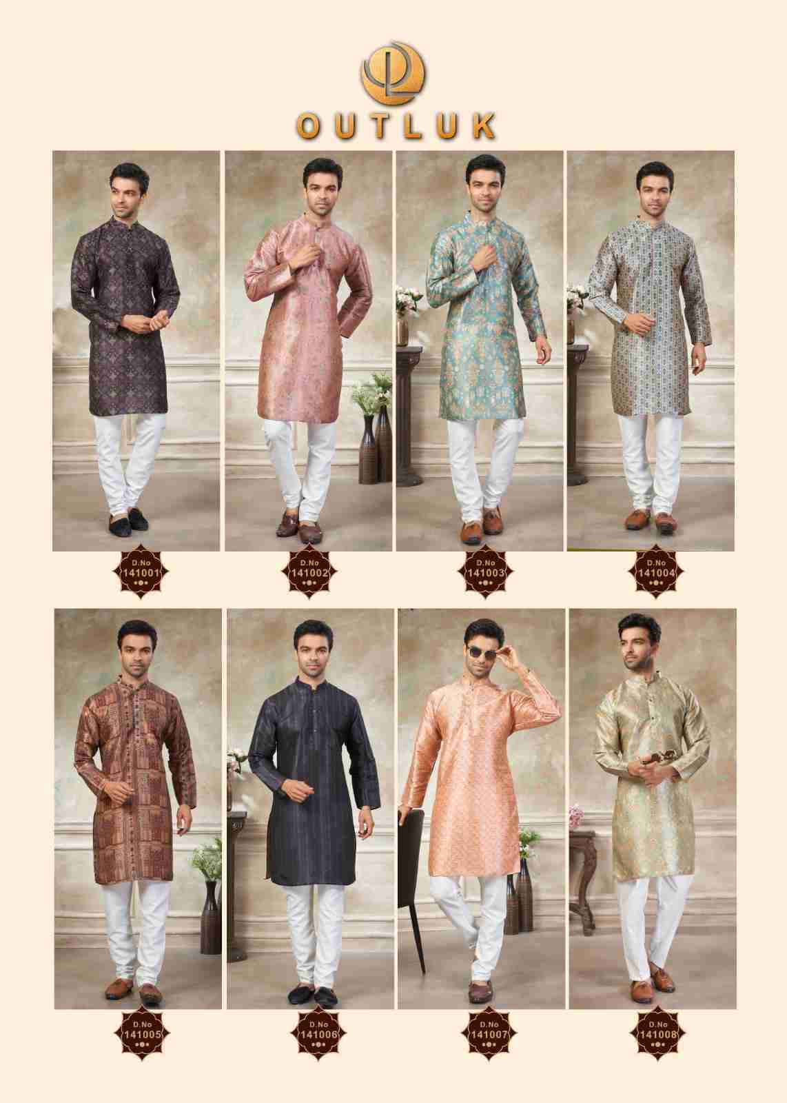 Outluk Vol-141 By Outluk 141001 To 141008 Series Beautiful Colorful Stylish Fancy Casual Wear & Ethnic Wear & Ready To Wear Pure Silk Kurtas With Pajamas At Wholesale Price