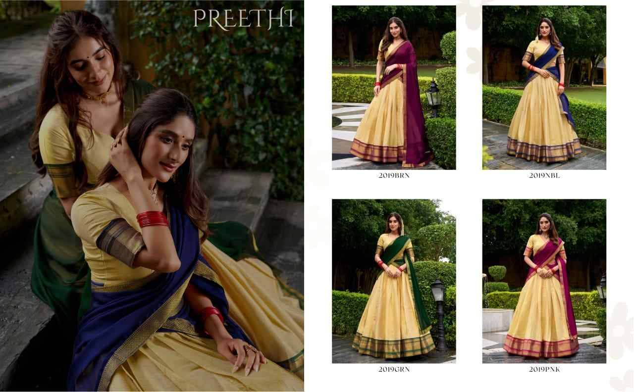Preethi By Fashid Wholesale 2019-A To 2019-D Series Festive Wear Collection Beautiful Stylish Colorful Fancy Party Wear & Occasional Wear Kanchipuram Lehengas At Wholesale Price