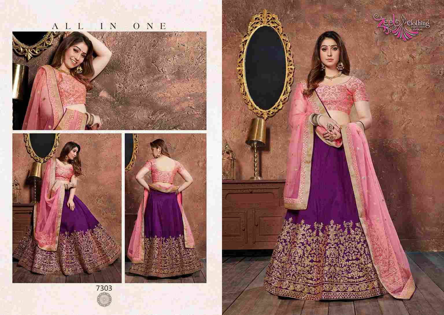 Neo Romantic By Zeel Clothing 7301 To 7305 Series Designer Beautiful Collection Occasional Wear & Party Wear Velvet/Silk Lehengas At Wholesale Price