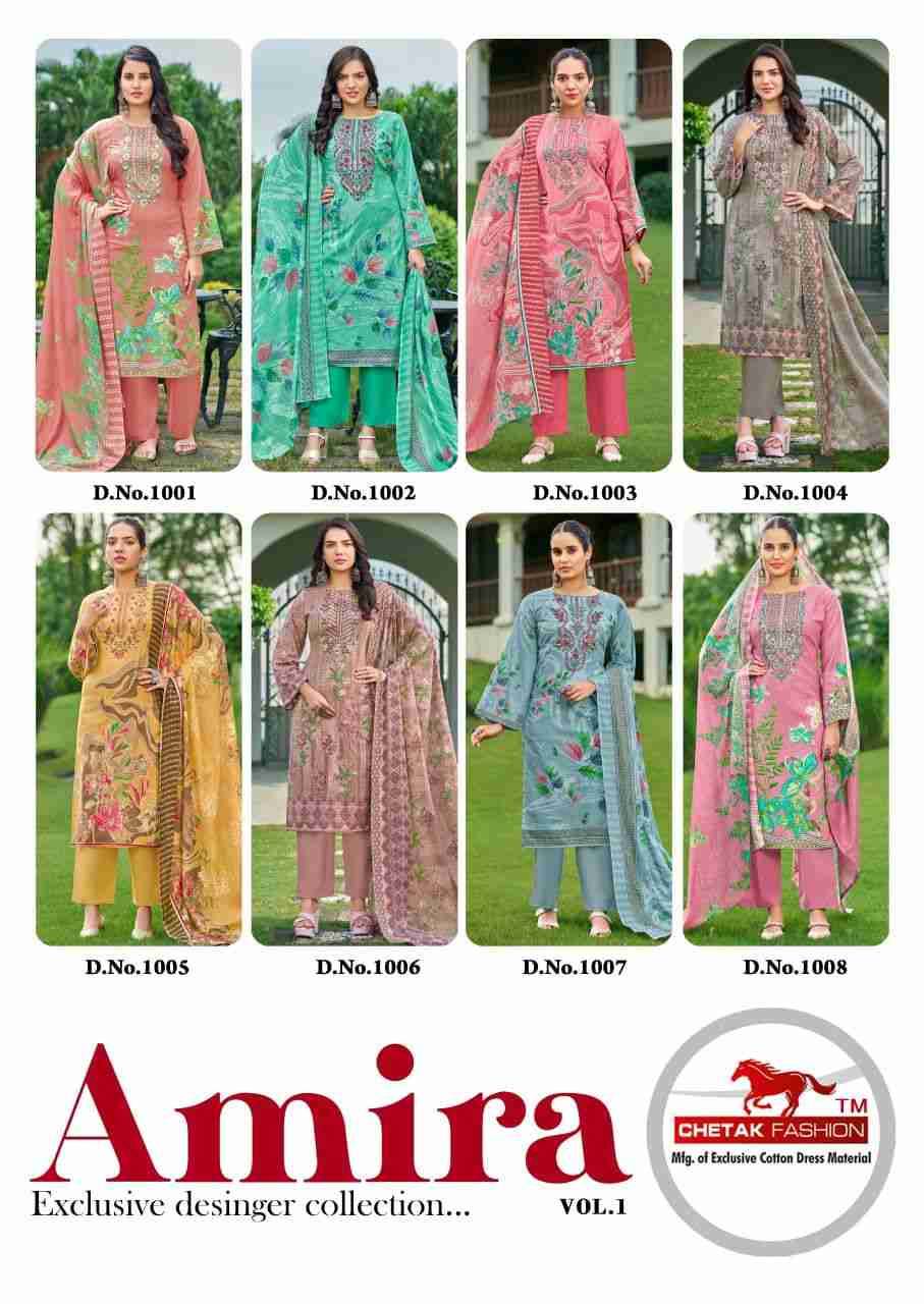 Amira Vol-1 By Chetak Fashion 1001 To 1008 Series Beautiful Festive Suits Colorful Stylish Fancy Casual Wear & Ethnic Wear Cotton Print Dresses At Wholesale Price