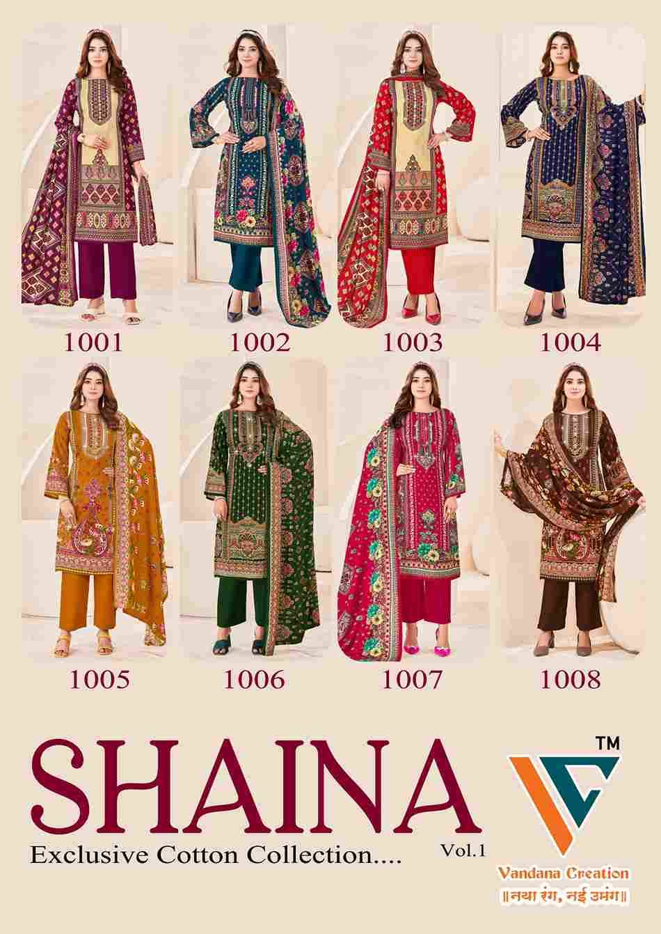 Shaina Vol-1 By Vandana Creation 1001 To 1008 Series Beautiful Festive Suits Stylish Fancy Colorful Casual Wear & Ethnic Wear Viscose Rayon Print Dresses At Wholesale Price