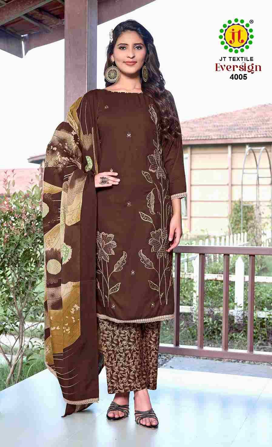 Eversign Vol-4 By JT 4001 To 4005 Series Beautiful Festive Suits Colorful Stylish Fancy Casual Wear & Ethnic Wear Rayon Dresses At Wholesale Price