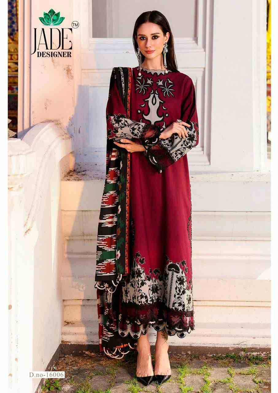 Crimsons Vol-16 By Jade 16001 To 16006 Series Beautiful Festive Suits Colorful Stylish Fancy Casual Wear & Ethnic Wear Pure Cambric Cotton Embroidered Dresses At Wholesale Price