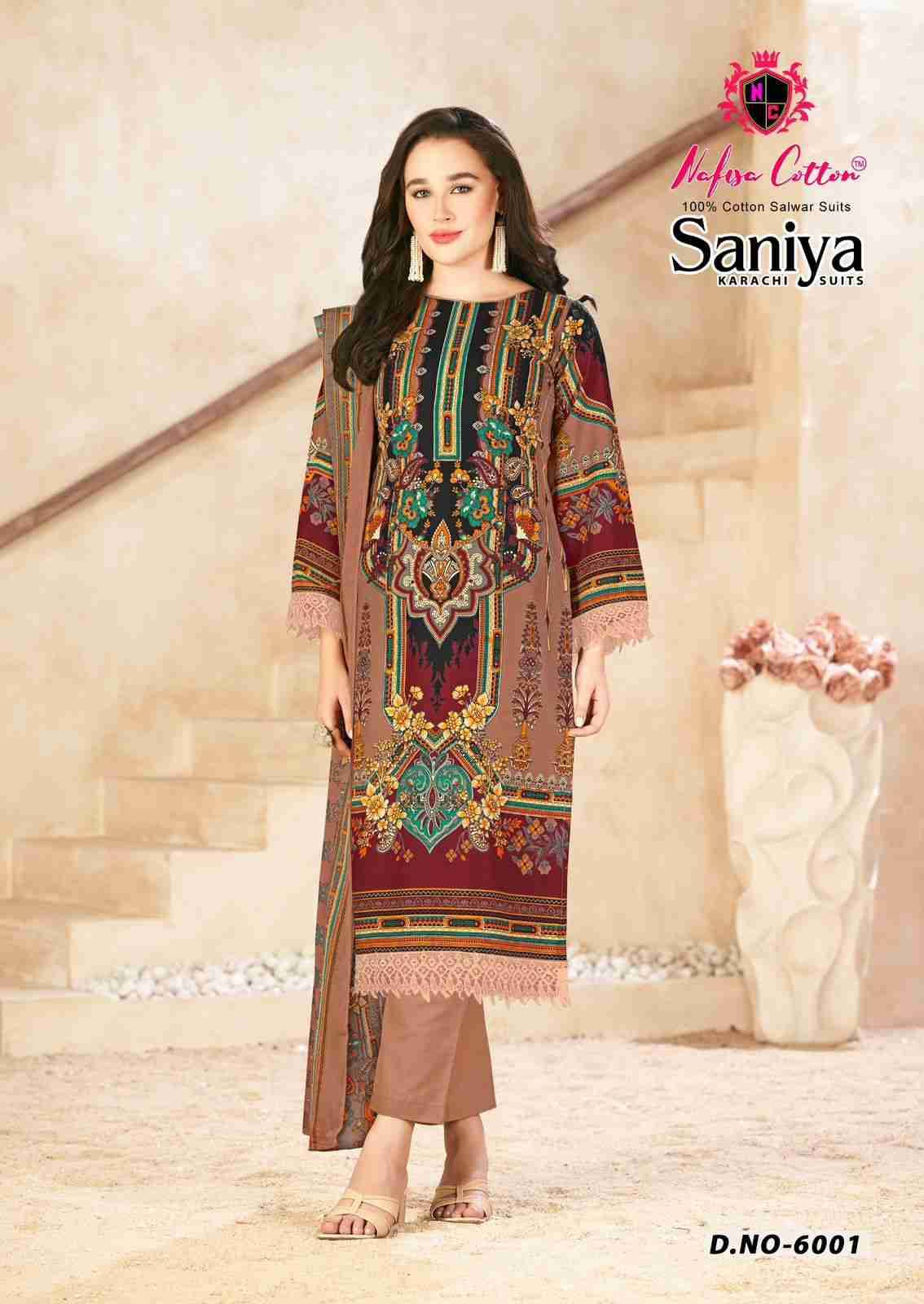 Saniya Vol-6 By Nafisa Cotton 6001 To 6006 Series Beautiful Stylish Festive Suits Fancy Colorful Casual Wear & Ethnic Wear & Ready To Wear Soft Cotton Print Dresses At Wholesale Price
