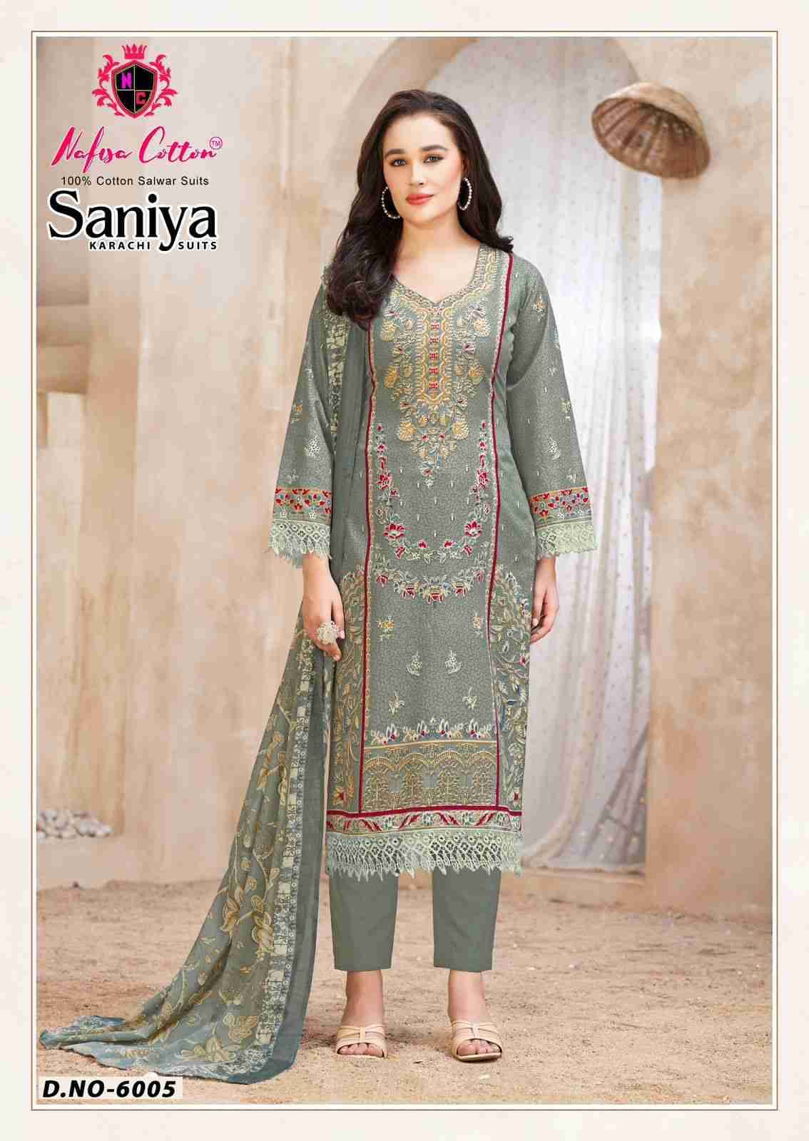 Saniya Vol-6 By Nafisa Cotton 6001 To 6006 Series Beautiful Stylish Festive Suits Fancy Colorful Casual Wear & Ethnic Wear & Ready To Wear Soft Cotton Print Dresses At Wholesale Price