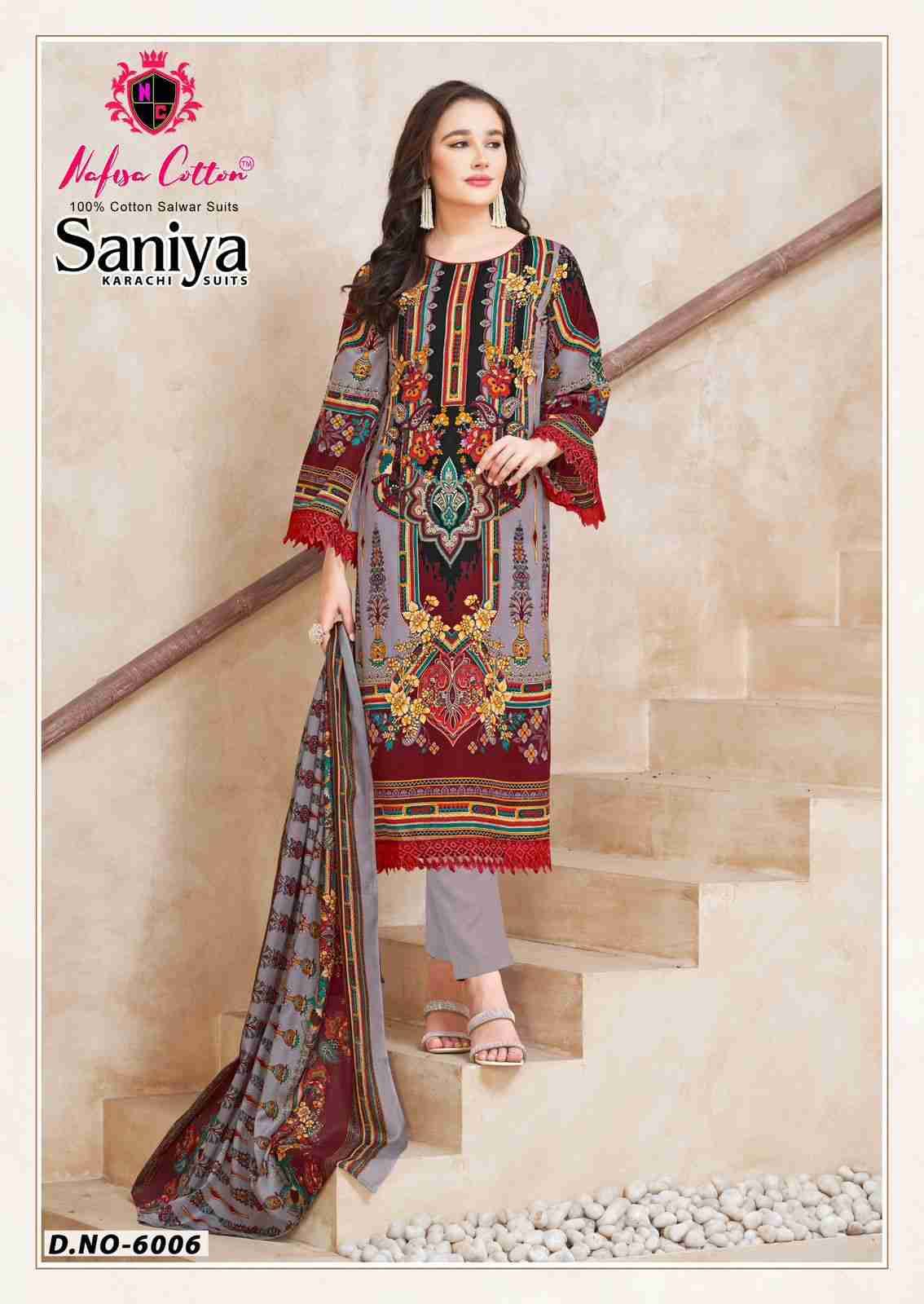 Saniya Vol-6 By Nafisa Cotton 6001 To 6006 Series Beautiful Stylish Festive Suits Fancy Colorful Casual Wear & Ethnic Wear & Ready To Wear Soft Cotton Print Dresses At Wholesale Price