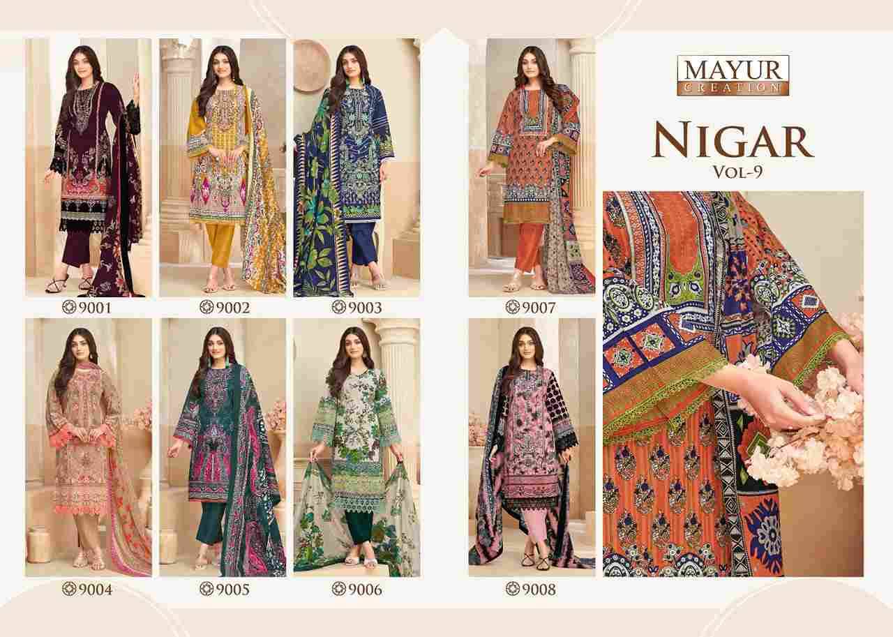 Nigar Vol-9 By Mayur Creation 9001 To 9008 Series Beautiful Festive Suits Stylish Fancy Colorful Casual Wear & Ethnic Wear Heavy Cotton Print Dresses At Wholesale Price