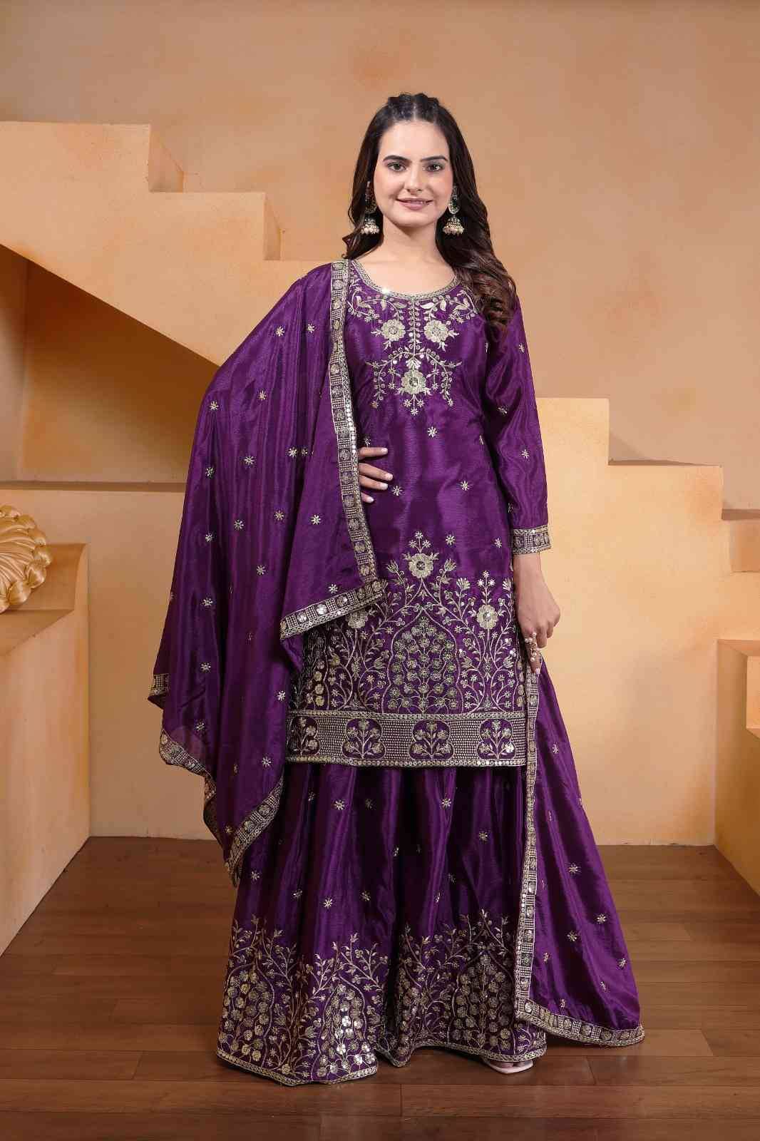 Sf-105 By Fashid Wholesale Beautiful Suits Colorful Stylish Fancy Casual Wear & Ethnic Wear Chinnon Dresses At Wholesale Price
