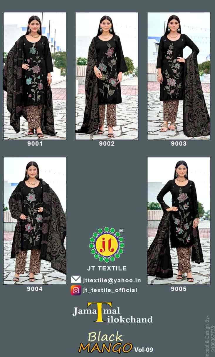 Black Mango Vol-9 By JT 9001 To 9005 Series Beautiful Festive Suits Colorful Stylish Fancy Casual Wear & Ethnic Wear Rayon Dresses At Wholesale Price