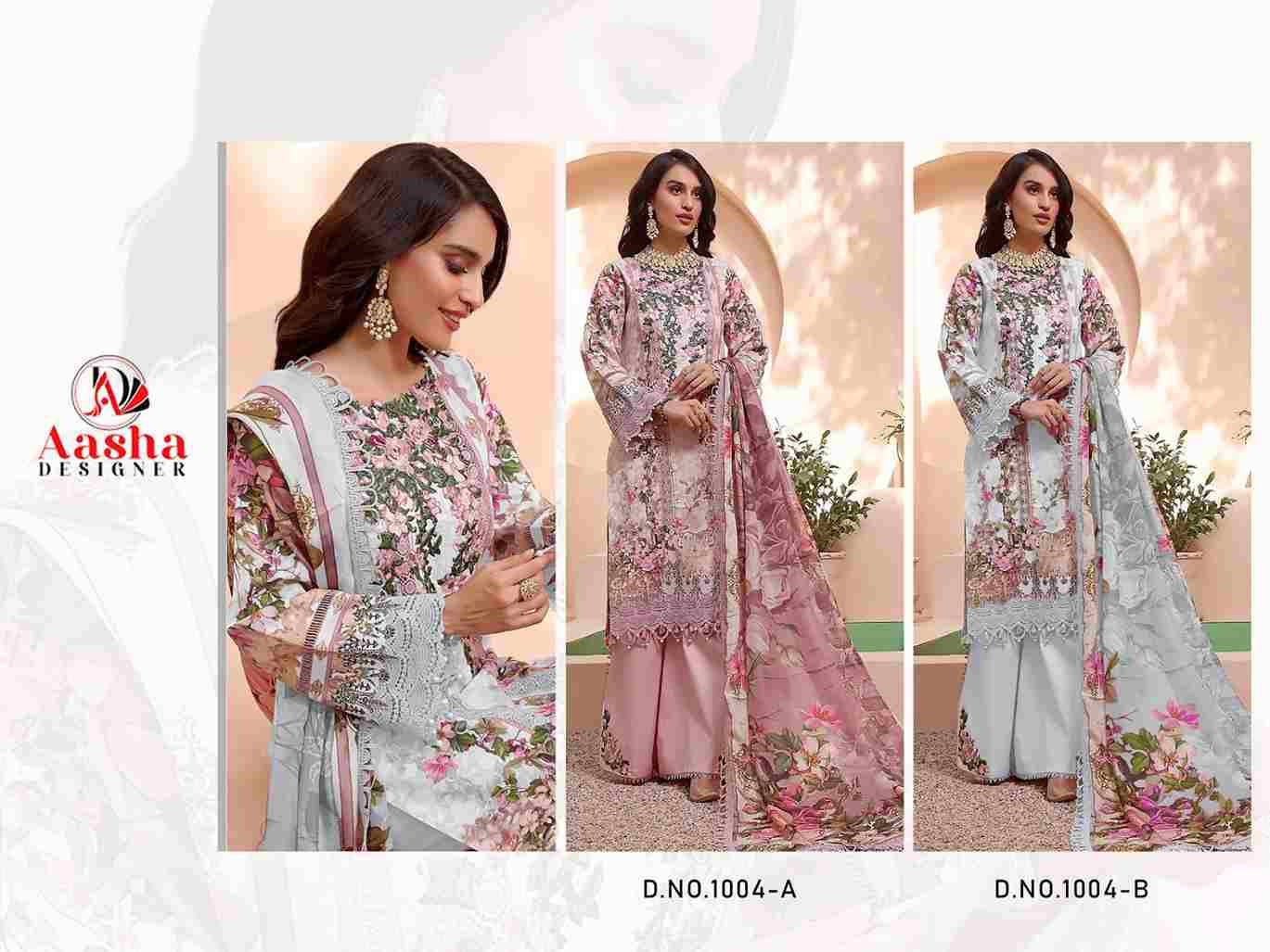 Aasha 1004 Colours By Aasha Designer 1004-A To 1004-B Series Pakistani Suits Beautiful Fancy Colorful Stylish Party Wear & Occasional Wear Pure Cotton Embroidery Dresses At Wholesale Price