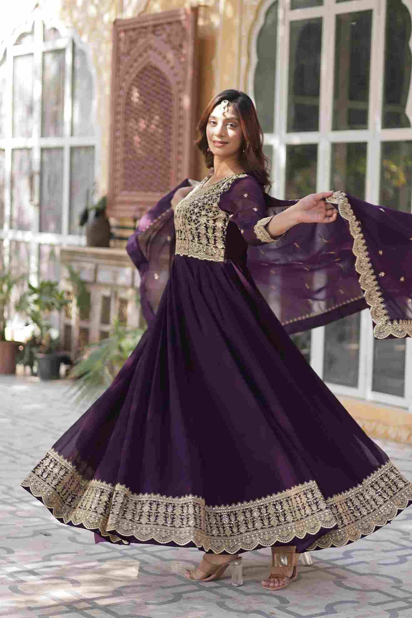 Sf-1105 By Fashid Wholesale 01 To 02 Series Designer Beautiful Collection Occasional Wear & Party Wear Faux Blooming Gowns At Wholesale Price