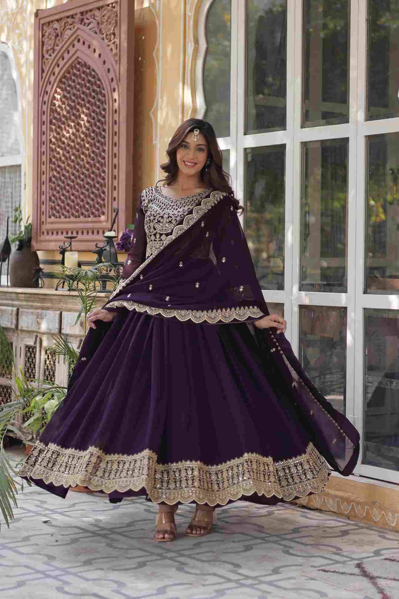 Sf-1105 By Fashid Wholesale 01 To 02 Series Designer Beautiful Collection Occasional Wear & Party Wear Faux Blooming Gowns At Wholesale Price