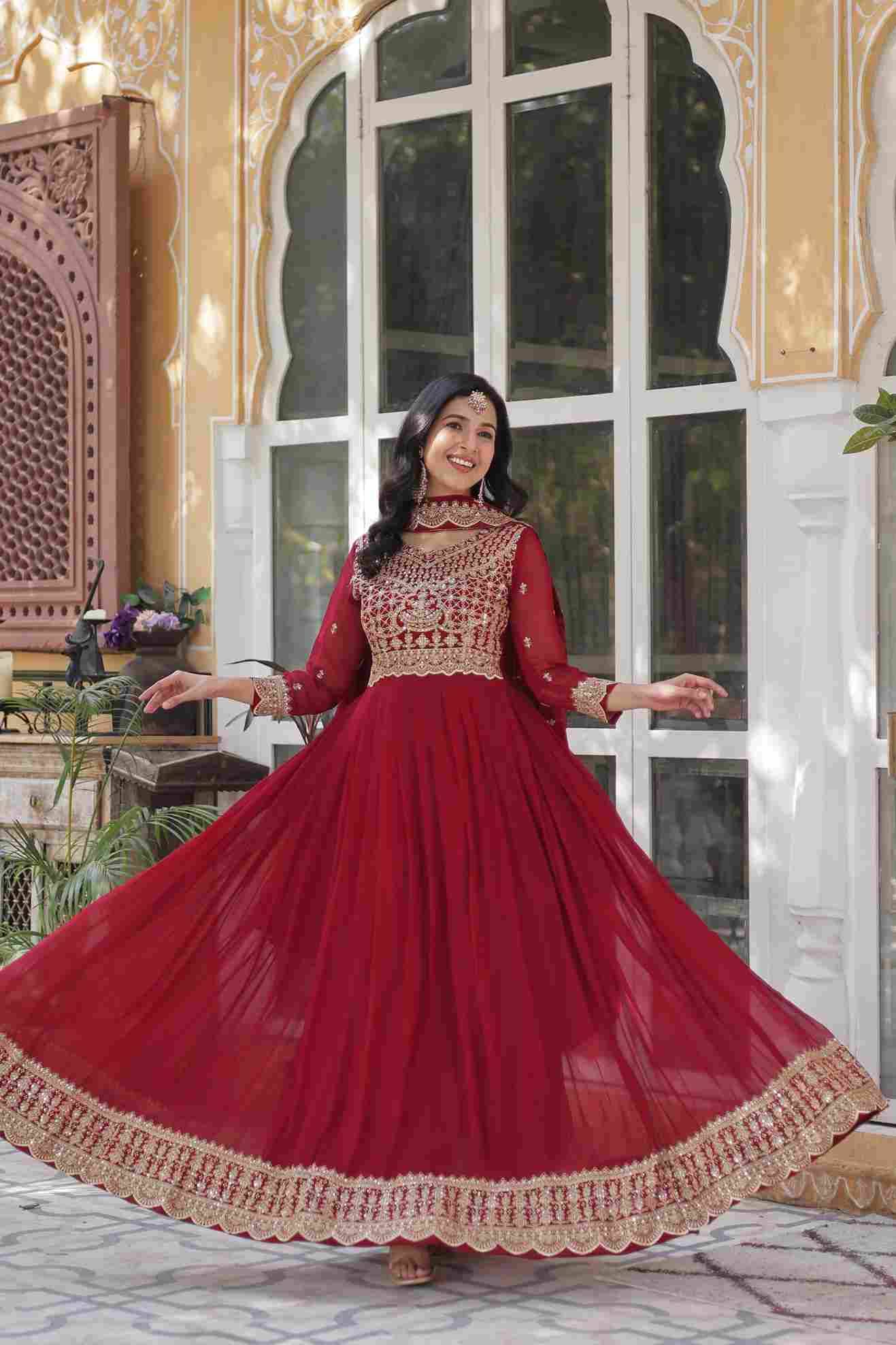 Sf-1105 By Fashid Wholesale 01 To 02 Series Designer Beautiful Collection Occasional Wear & Party Wear Faux Blooming Gowns At Wholesale Price