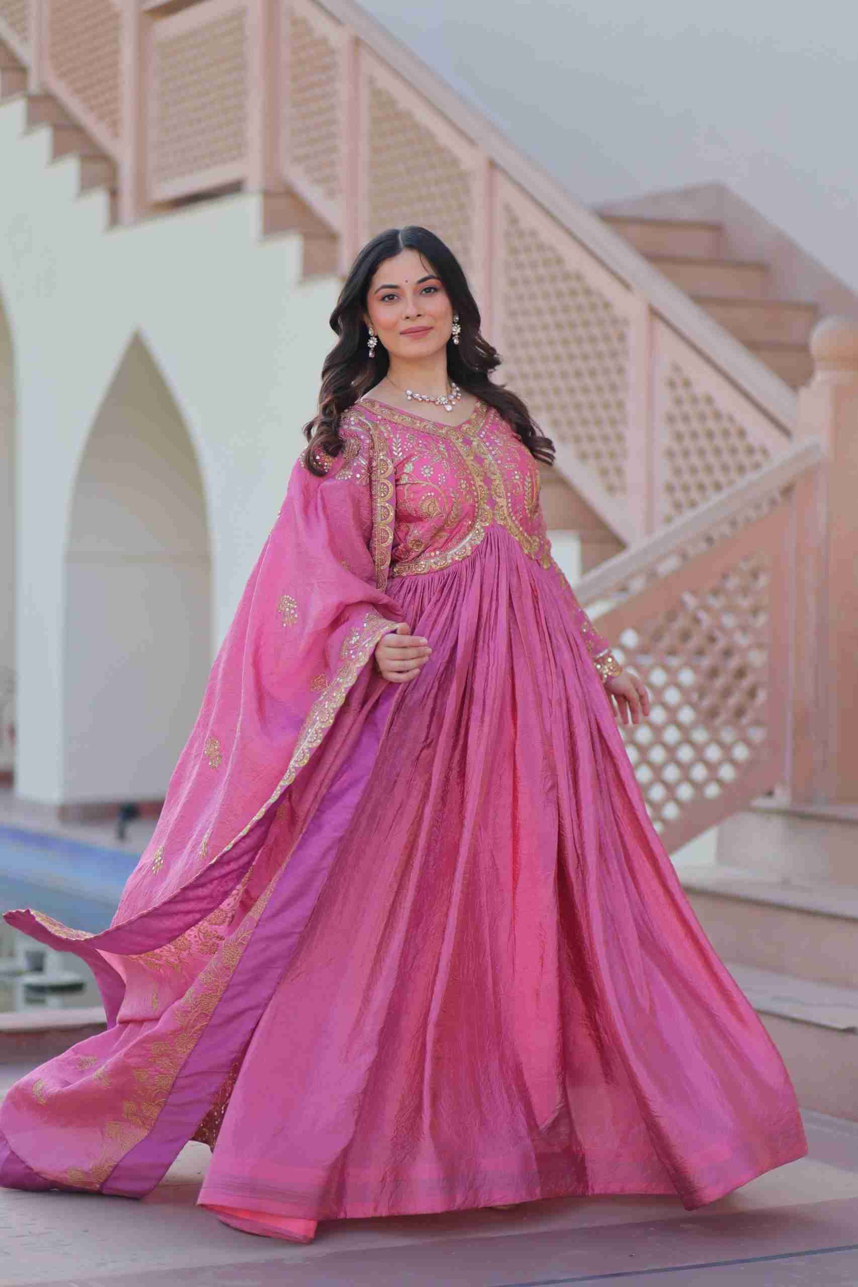 Sf-1108 By Fashid Wholesale 01 To 02 Series Designer Beautiful Collection Occasional Wear & Party Wear Gold Crush Gowns At Wholesale Price